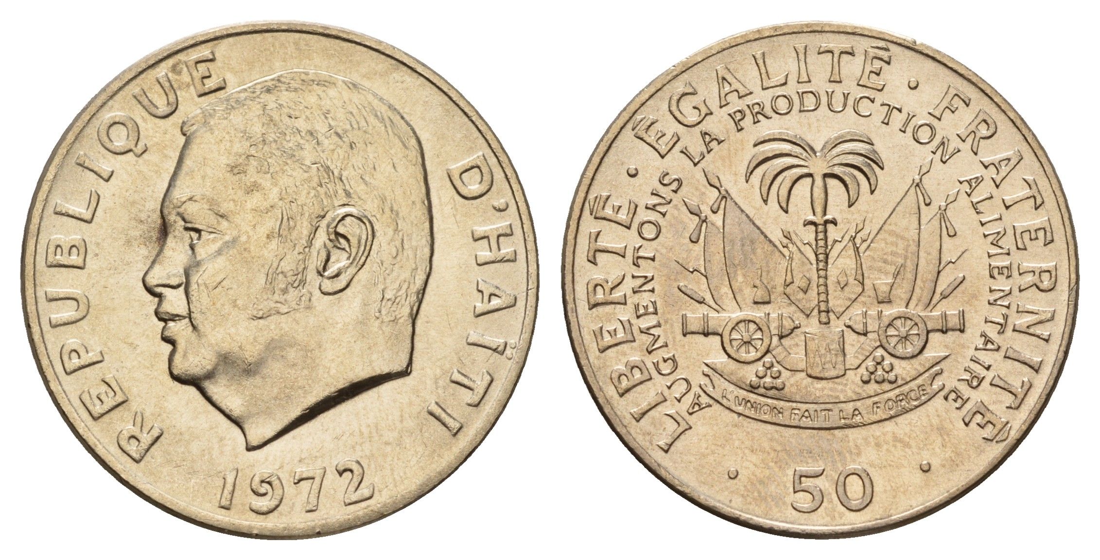Гаити 50 сантимов 1972 ФАО KM 101 медь цинк никель UNC 76-1043