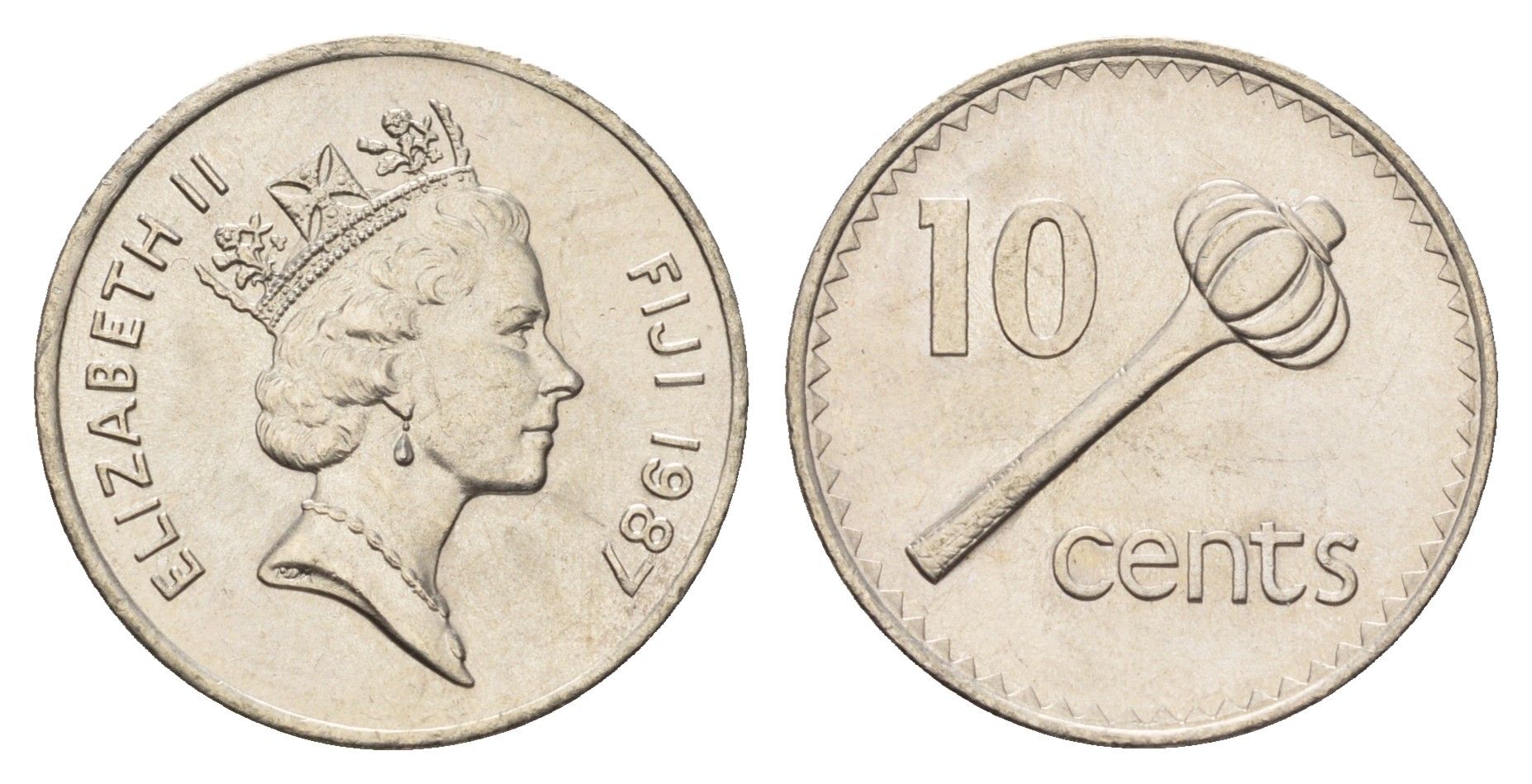 Фиджи 10 центов 1987 KM 52 медно-никель UNC 4671-417