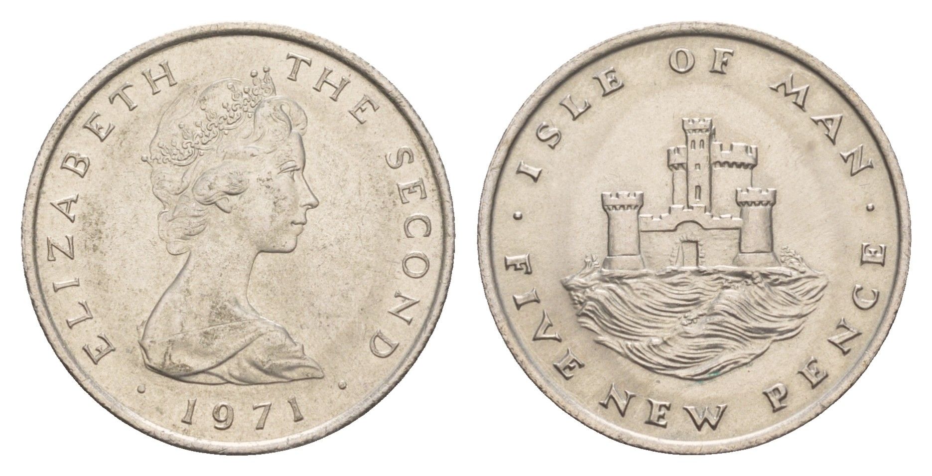 Остров Мэн 5 пенсов 1971 PM, Елизавета II (1952-2022) KM 22 медно-никель 4654-652