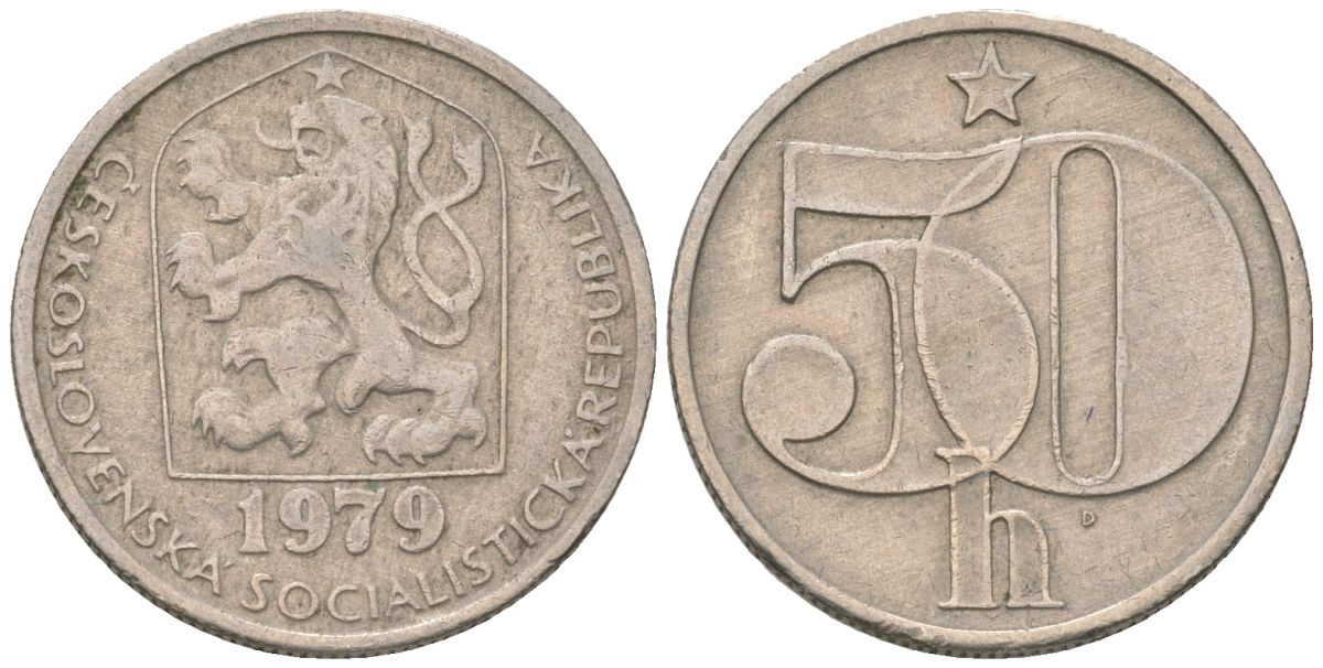Чехословакия 50 геллеров 1979 KM 89 медно-никель 4115-955