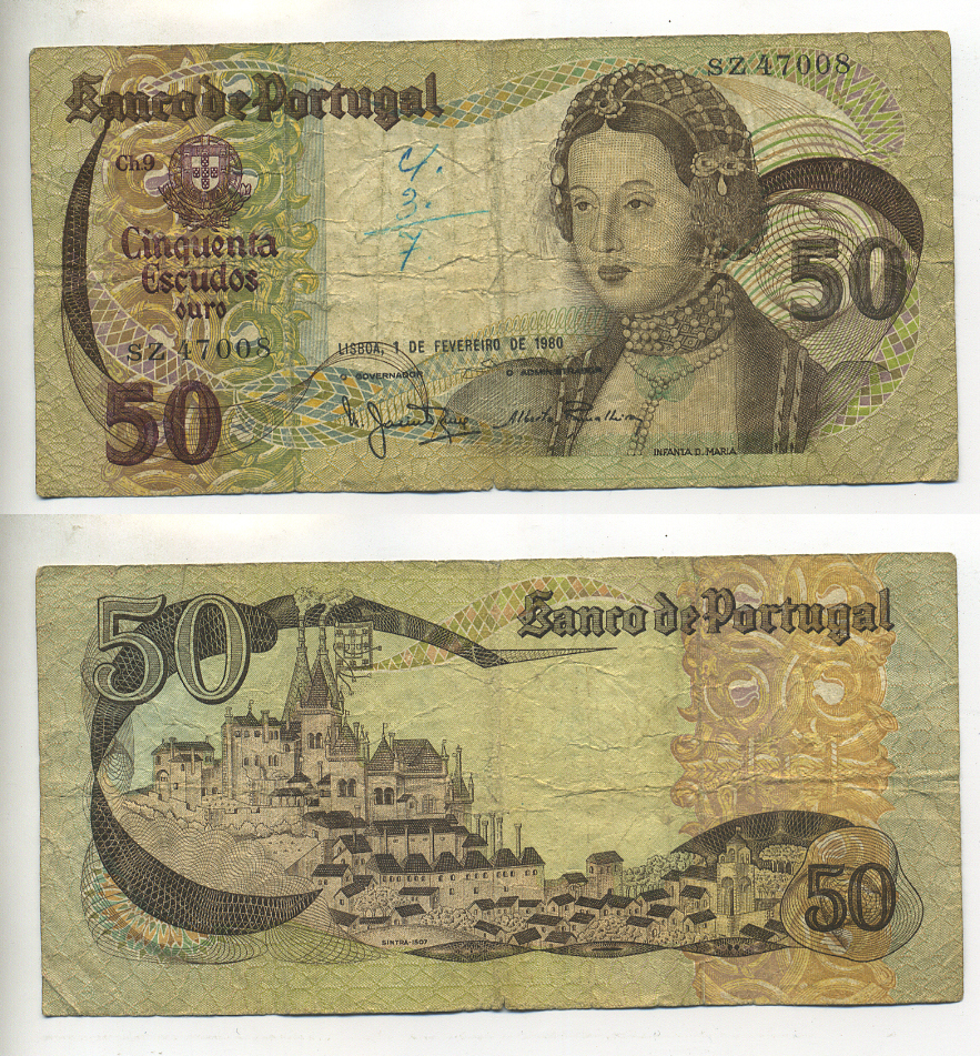 Португалия 50 эскудо 1980 Инфанта донна Мария, Синтра Pick 174b бумага 7552-41-3