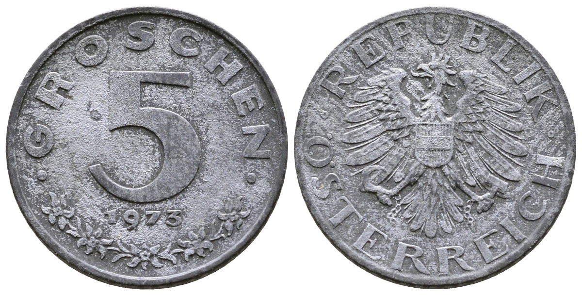 АВСТРИЯ 5 ГРОШЕЙ 1973 KM 2875 цинк 57-1344