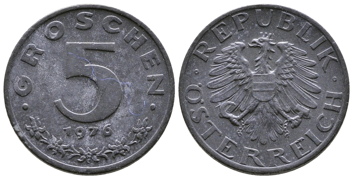 АВСТРИЯ 5 ГРОШЕЙ 1976 KM 2875 цинк 57-1158