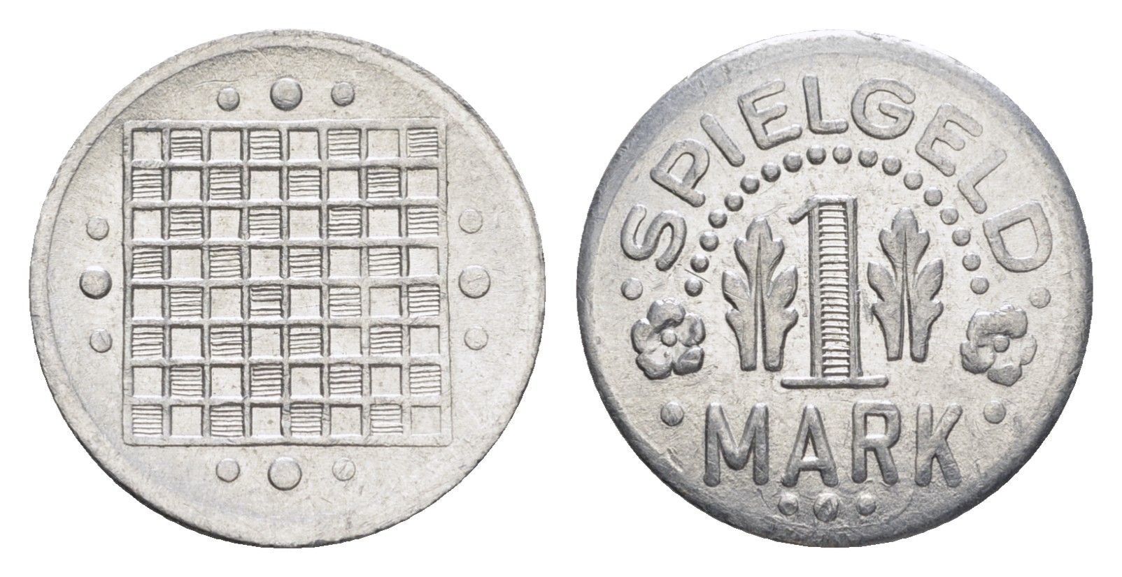 Германия игровой жетон в 1 марку ND разновидность - Шахматная доска с точками, вес 0,8 гр, диаметр 20 мм алюминий UNC 4392-667