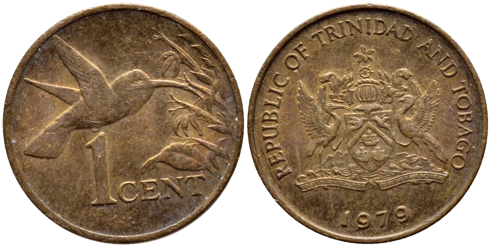 Тринидад и Тобаго 1 цент 1979 колибри KM 29 бронза 4396-965