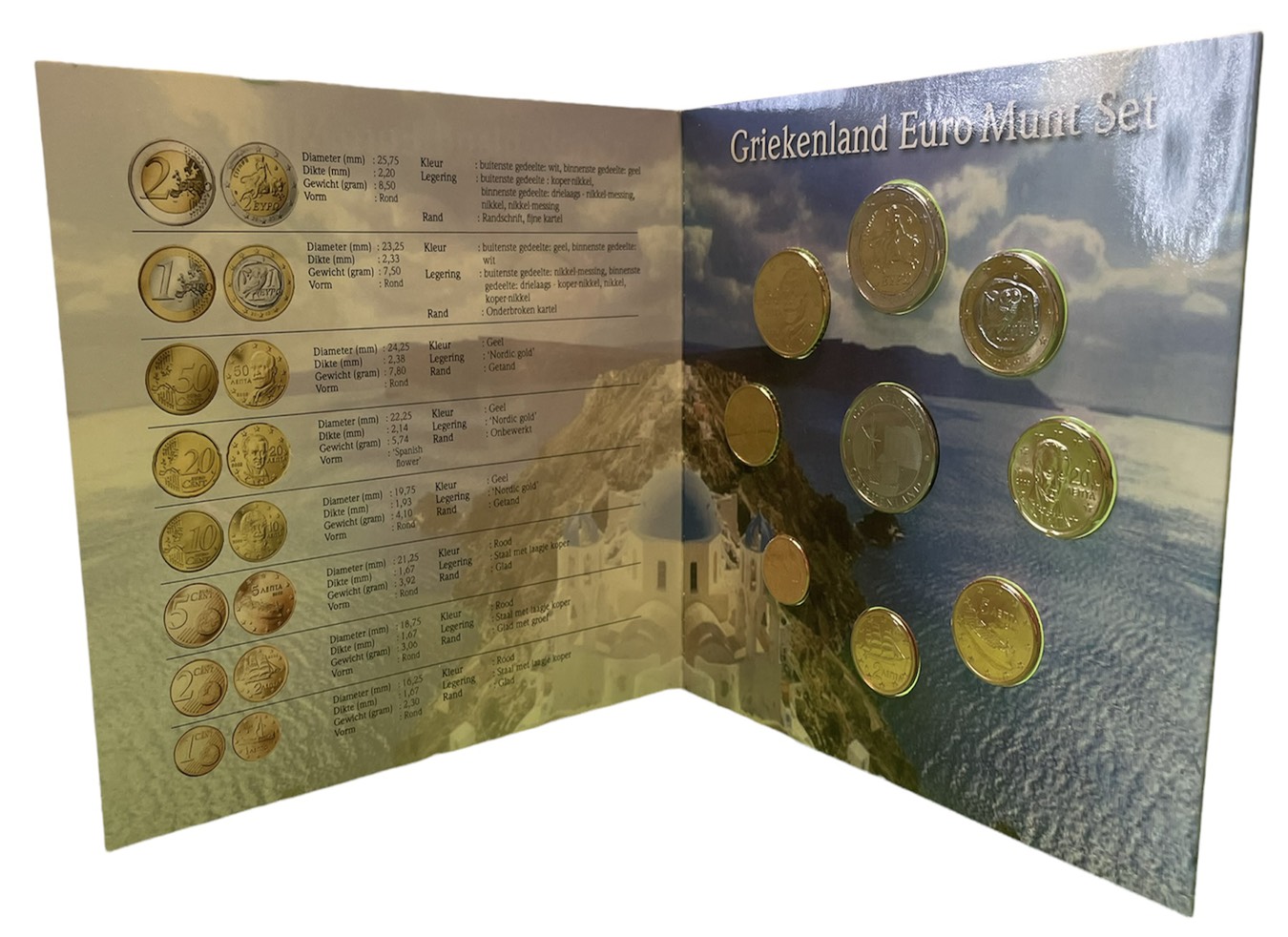 Греция набор из 8 евромонет + жетон 2009 в красочном буклете  биметалл  UNC 1-6-1-02