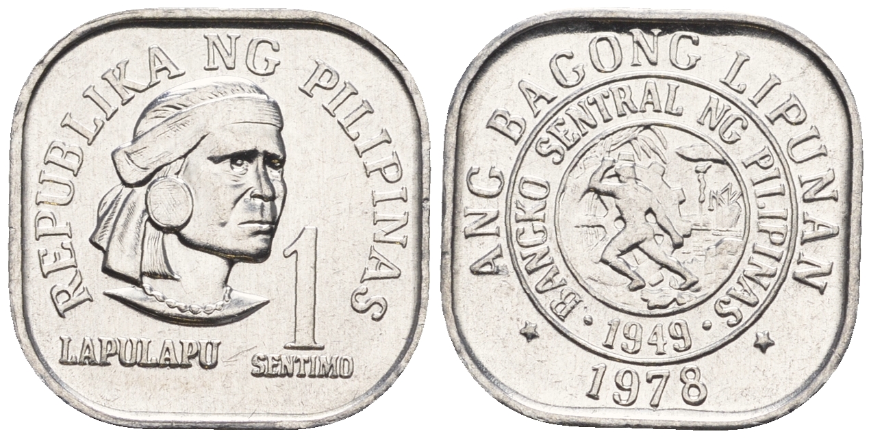 Филиппины 1 сентимо 1978 вождь острова Мактан Лапу-Лапу KM 205 алюминий  UNC  220-1137