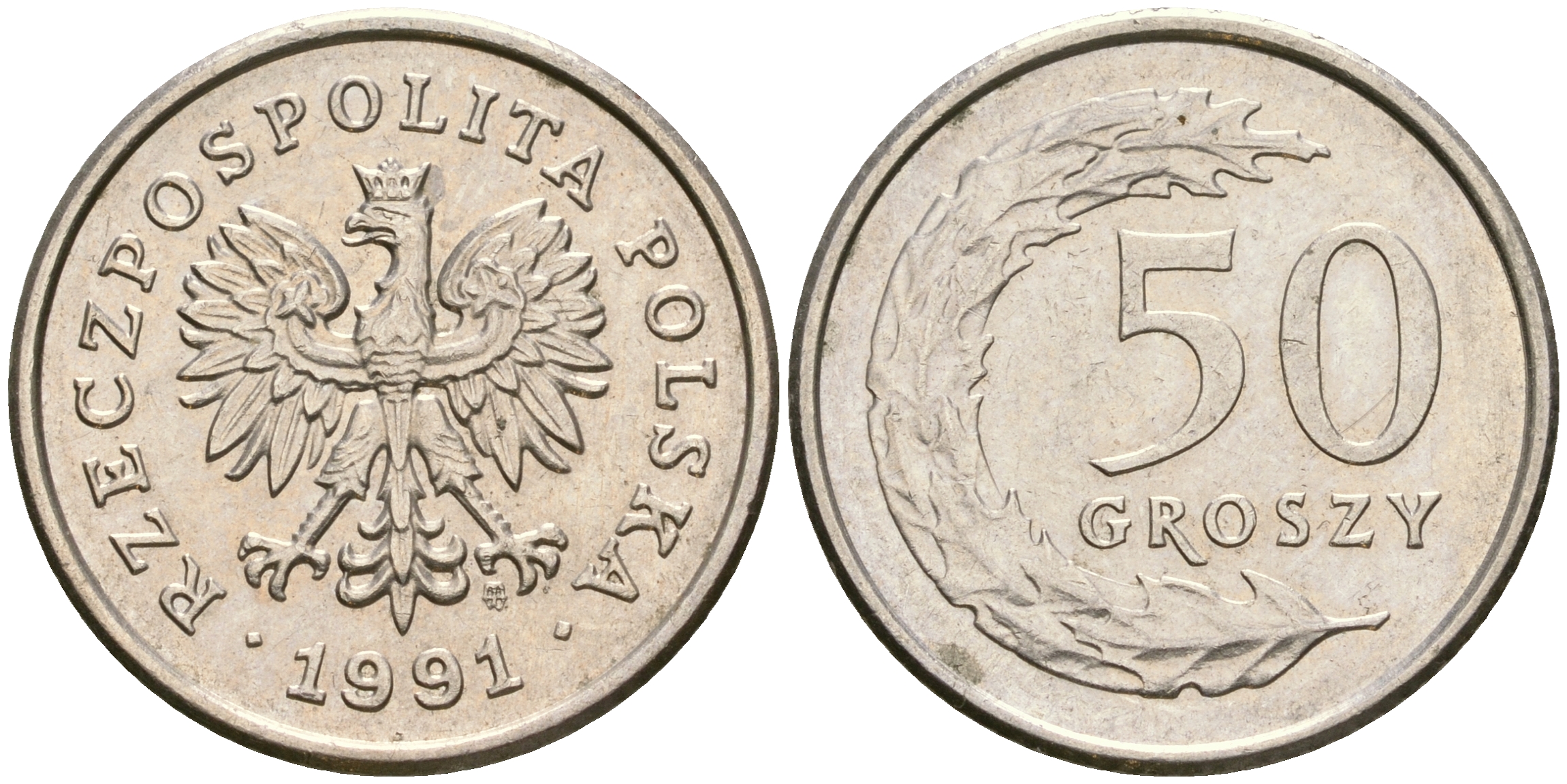 Польша 50 грошей 1991 MW KM 281 медно-никель 4364-1656