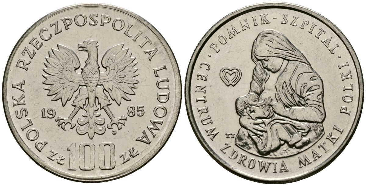 Польша 100 злотых 1985 Центр здоровья матери Y 157 медно-никель 4168-915