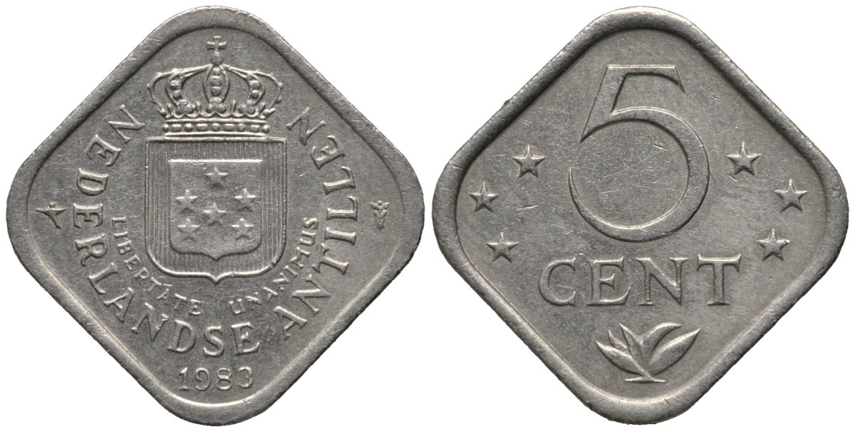 Нидерландские Антилы 5 центов 1983 Беатрикс (1980-2013) KM 13 медно-никель 4576-1247
