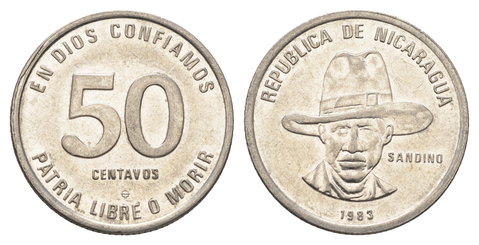 Никарагуа 50 сентаво 1983 KM 42a сталь плакированная никелем 4663-731