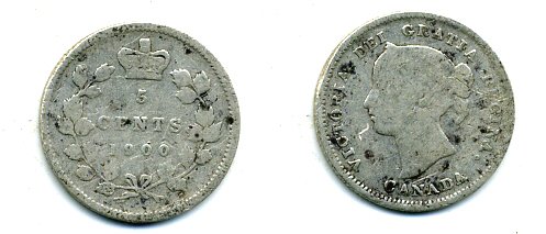 КАНАДА 5 ЦЕНТОВ 1900 ВИКТОРИЯ серебро 46-2439