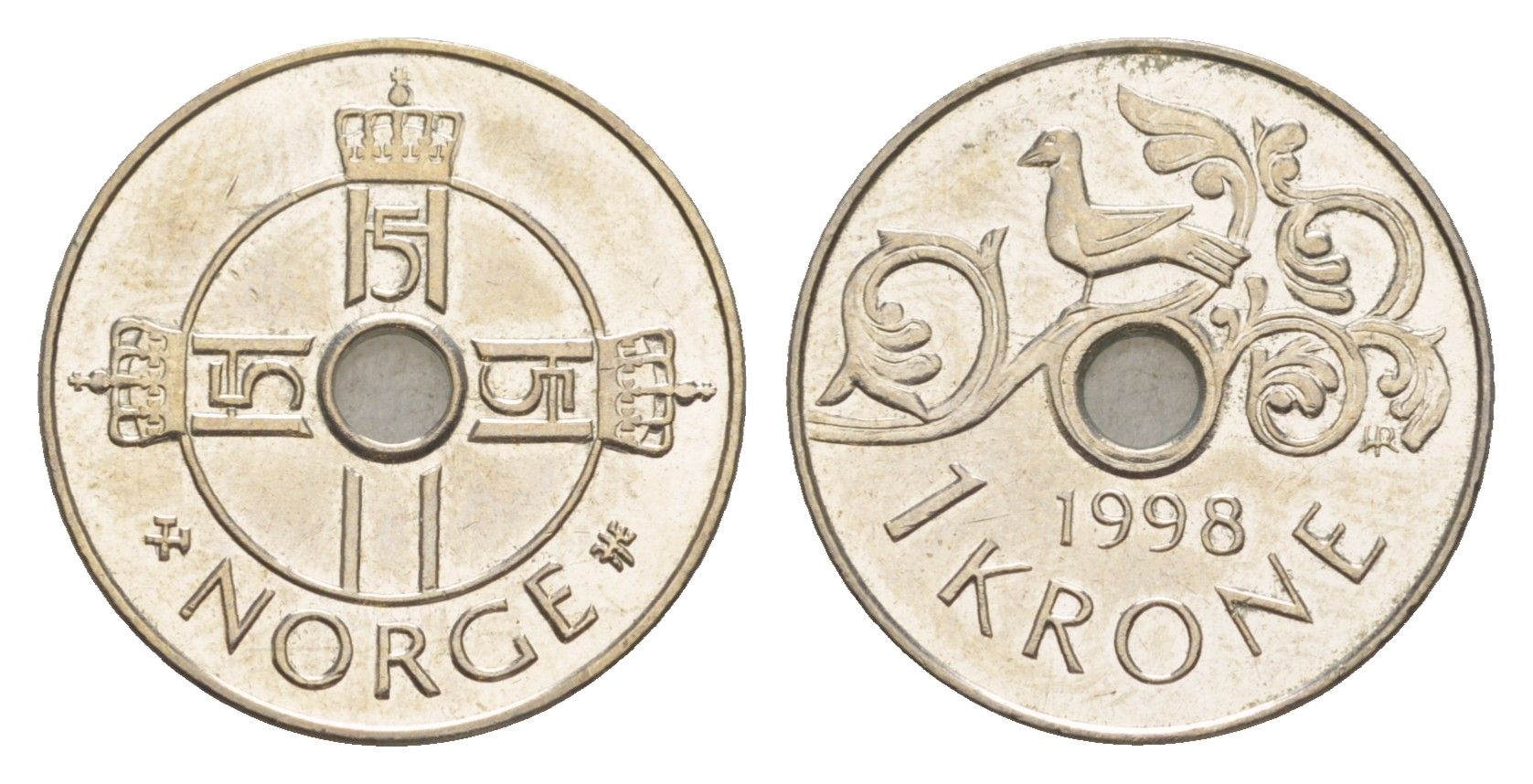 Норвегия 1 крона 1998 Харальд V (1991-) KM 462 медно-никель UNC 4644-943