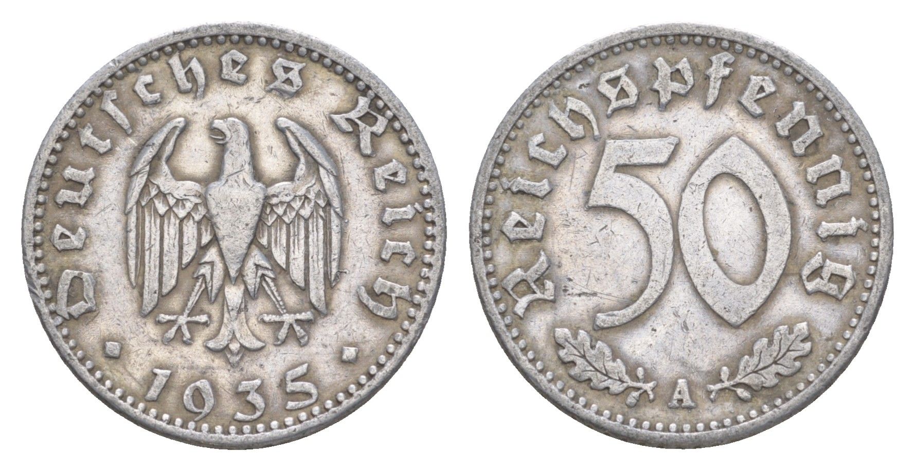 Германия 50 рейхспфеннигов 1935 A KM 87, J. 368 алюминий 4538-514