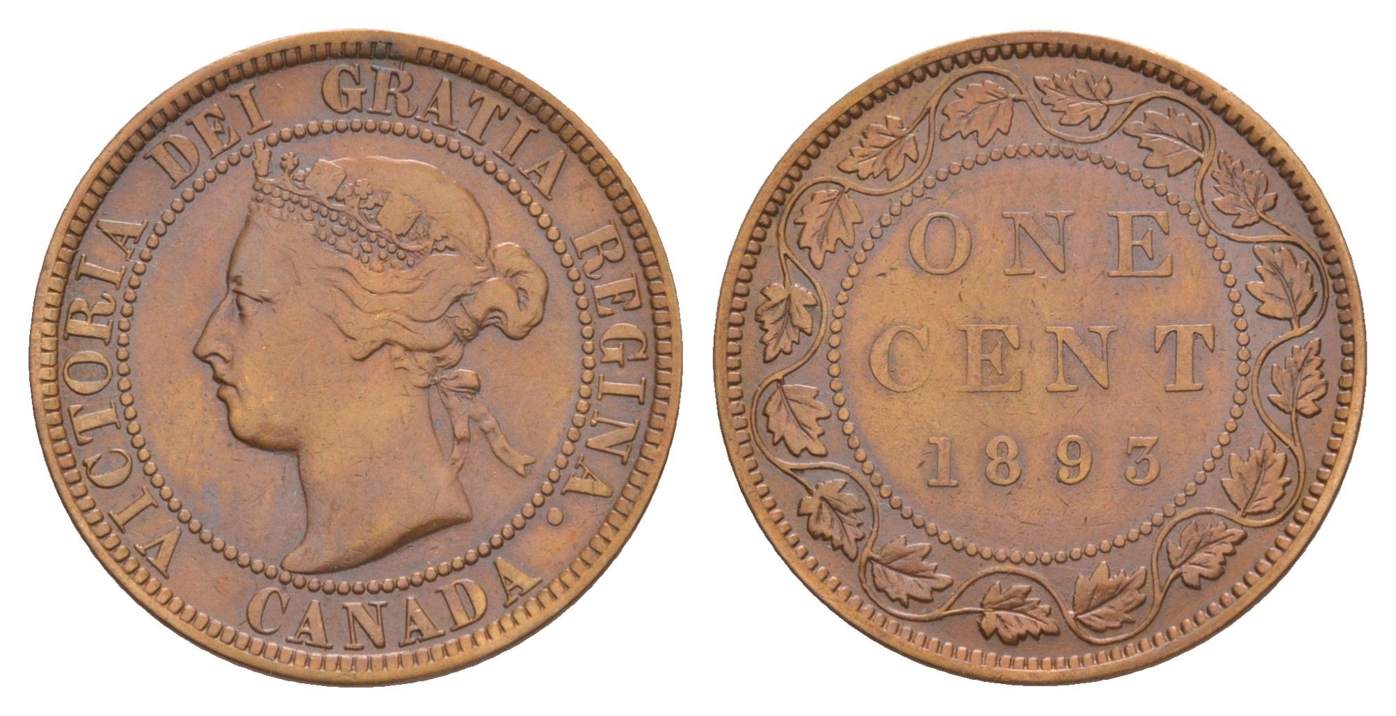 Канада 1 цент 1893 Виктория (1837-1901) KM 7 бронза 4637-125