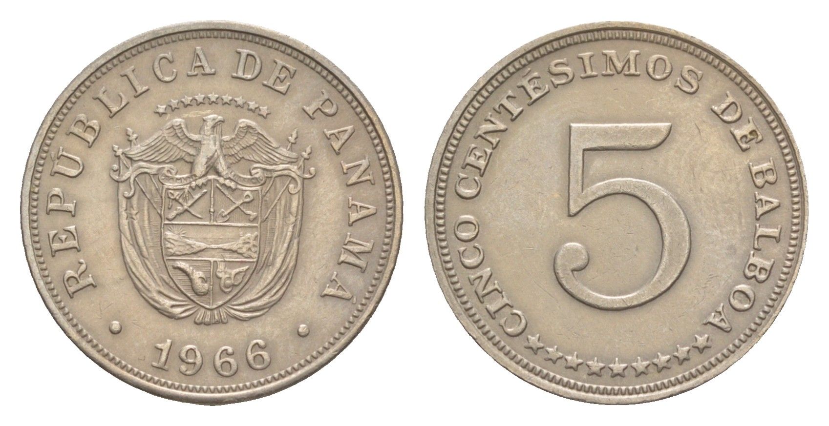 Панама 5 сентесимо 1966 KM 23.2 медно-никель 4643-1268