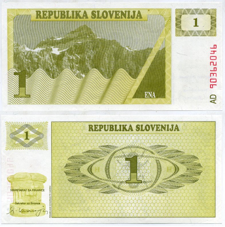 Словения 1 толар 1990 Pick 1 a бумага UNC (пресс) 7146-41-2-2