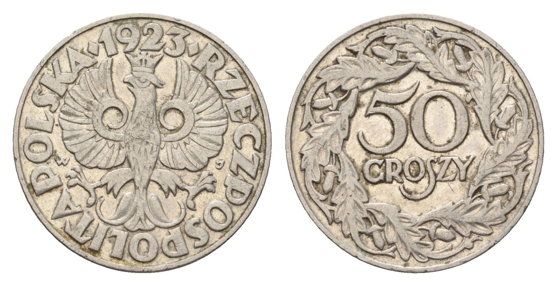 Польша 50 грошей 1923 год-тип Y 13 никель 4610-1013
