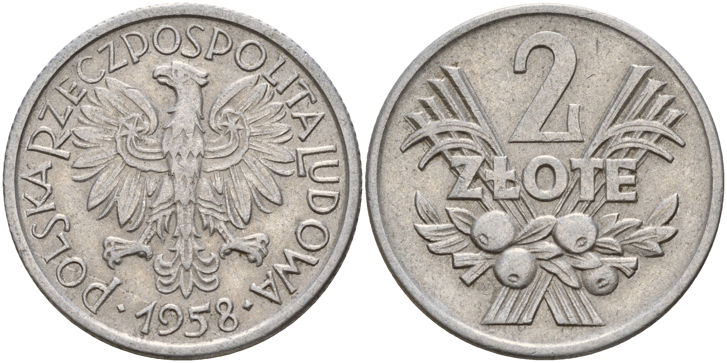 Польша 2 злотых 1958 MW KM 46, Parchimowicz 216a алюминий 4157-826