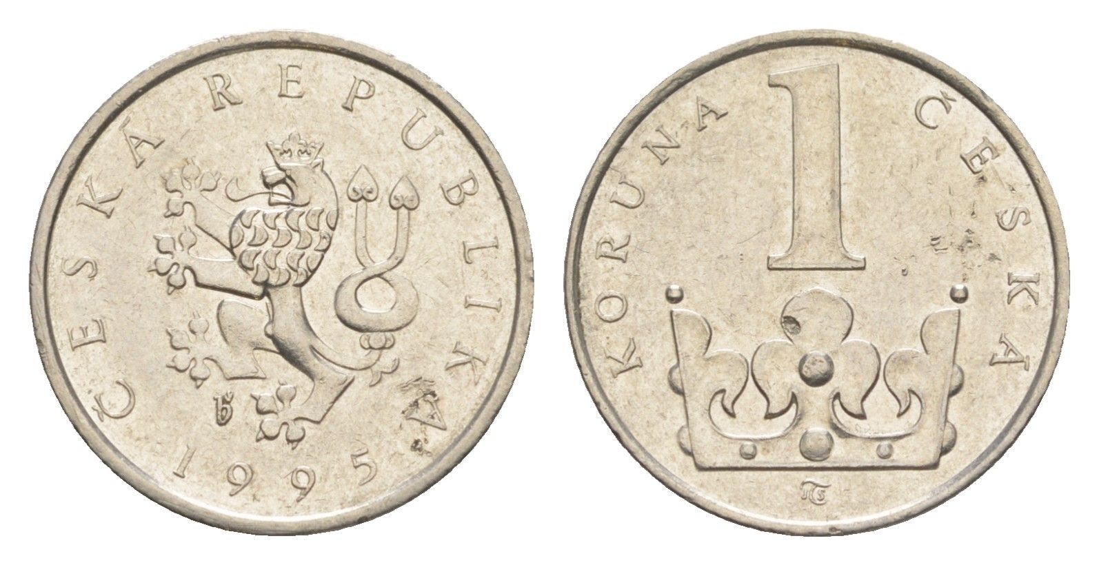 Чехия 1 крона 1995 KM 7 сталь плакированная никелем 4647-968