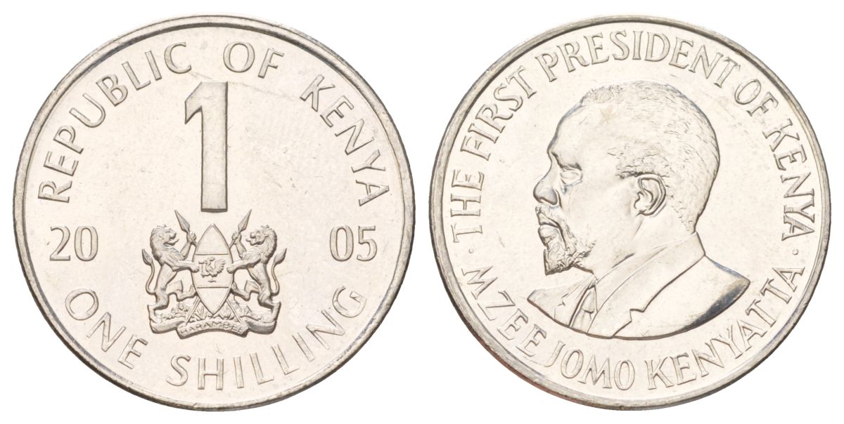 Кения 1 шиллинг 2005 KM 34 сталь плакированная никелем UNC 4612-1254
