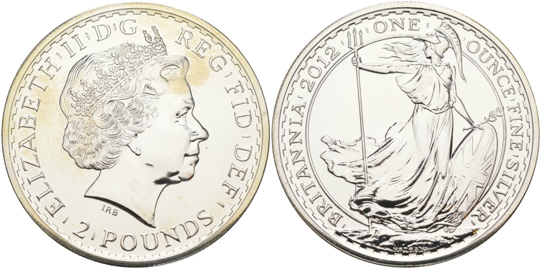 Великобритания 2 фунта 2005 Елизавета II (1952-2022), британия с щитом и трезубцем KM NEW серебро UNC 00-000-00