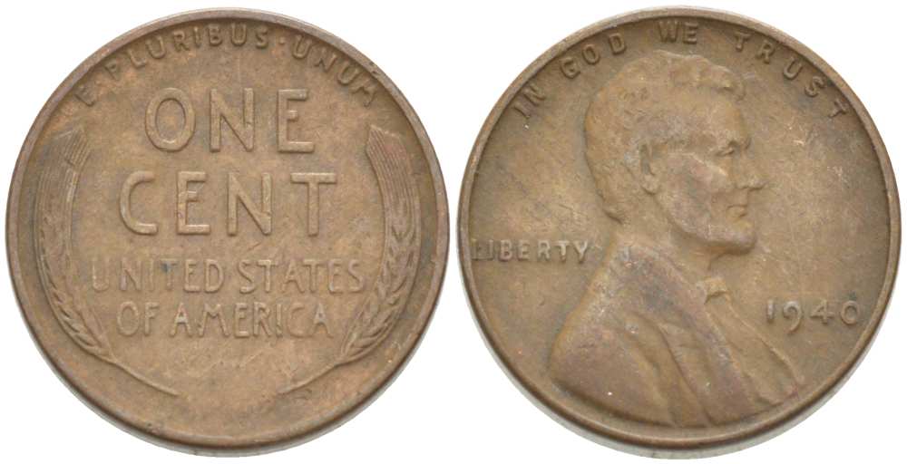 США 1 ЦЕНТ 1940 ЛИНКОЛЬН KM 132 бронза 218-814