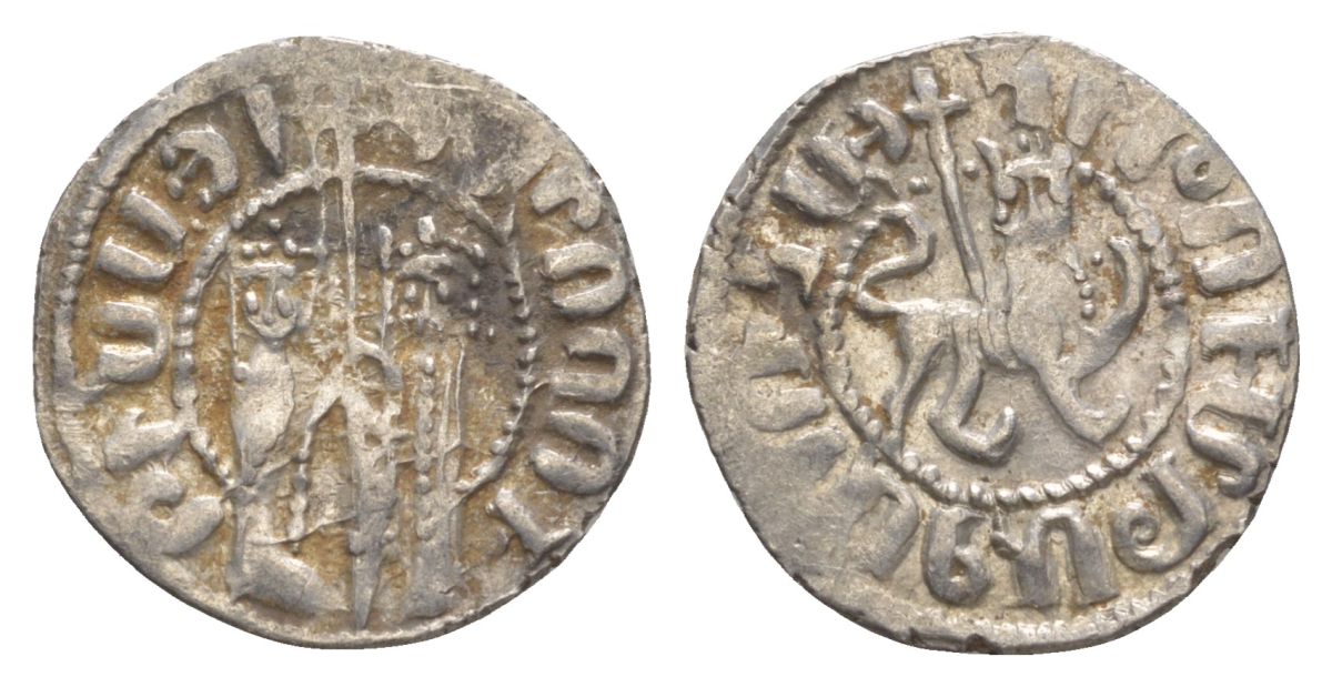 Киликийская Армения трам 1226-1271 Хетум I и царица Забель, держат крест/лев с патриаршим крестом  серебро    1516-825