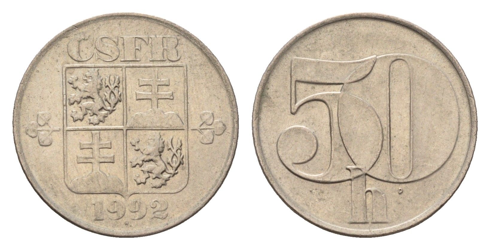 Чехословакия 50 геллеров 1992 KM 144 медно-никель 4684-635