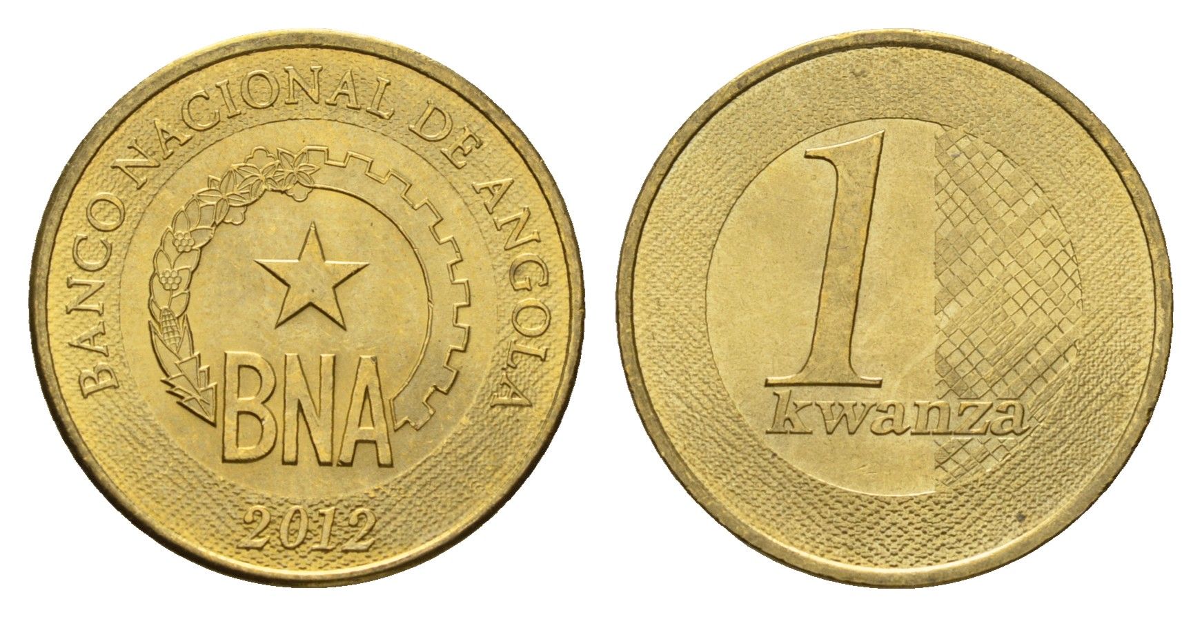 Ангола 1 кванза 2012 год-тип KM 108 сталь плакированная латунью UNC 113-435