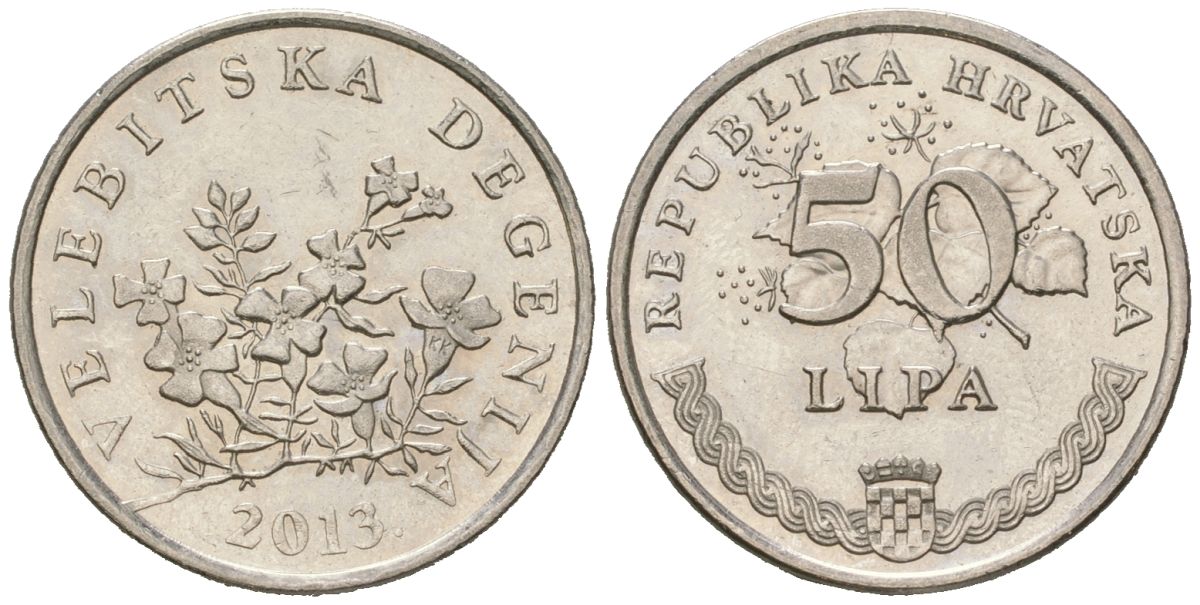 Хорватия 50 лип 2013 KM 8 сталь плакированная никелем 4618-337