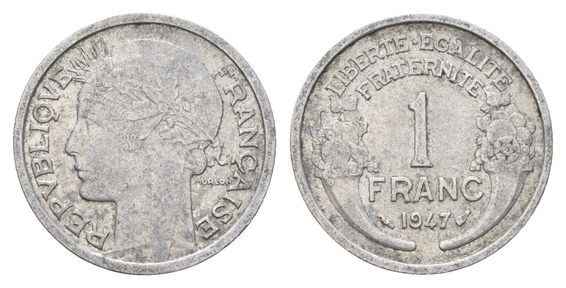 Франция 1 франк 1947 KM 885a.1 алюминий 4704-431