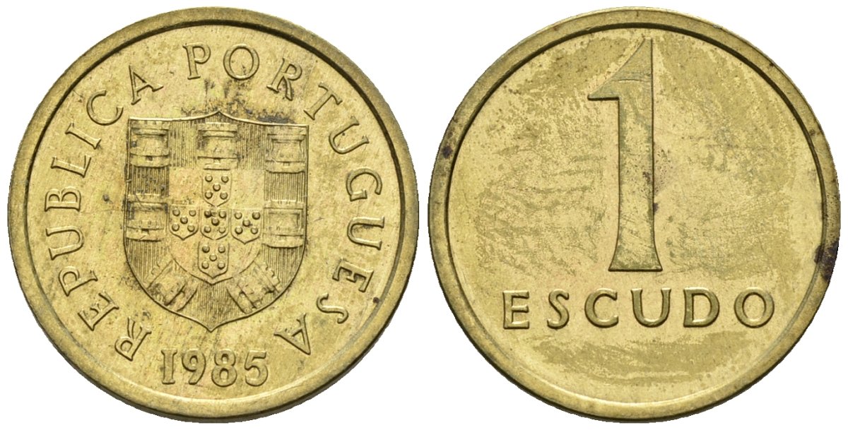 Португалия 1 эскудо 1985 KM 614 никель латунь 4147-617