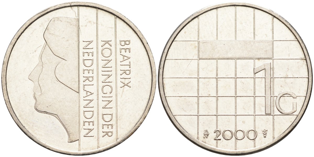 Нидерланды 1 гульден 2000 Беатрикс (1980-2013) KM 205 никель 4171-143