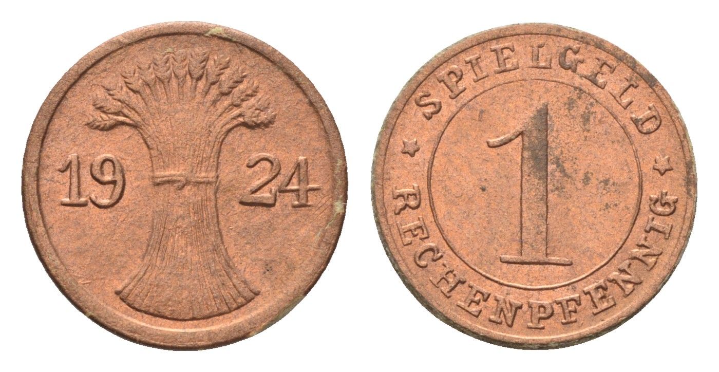 Германия игровой жетон в 1 рентенпфенниг 1924 диаметр 17 мм картон 4702-917
