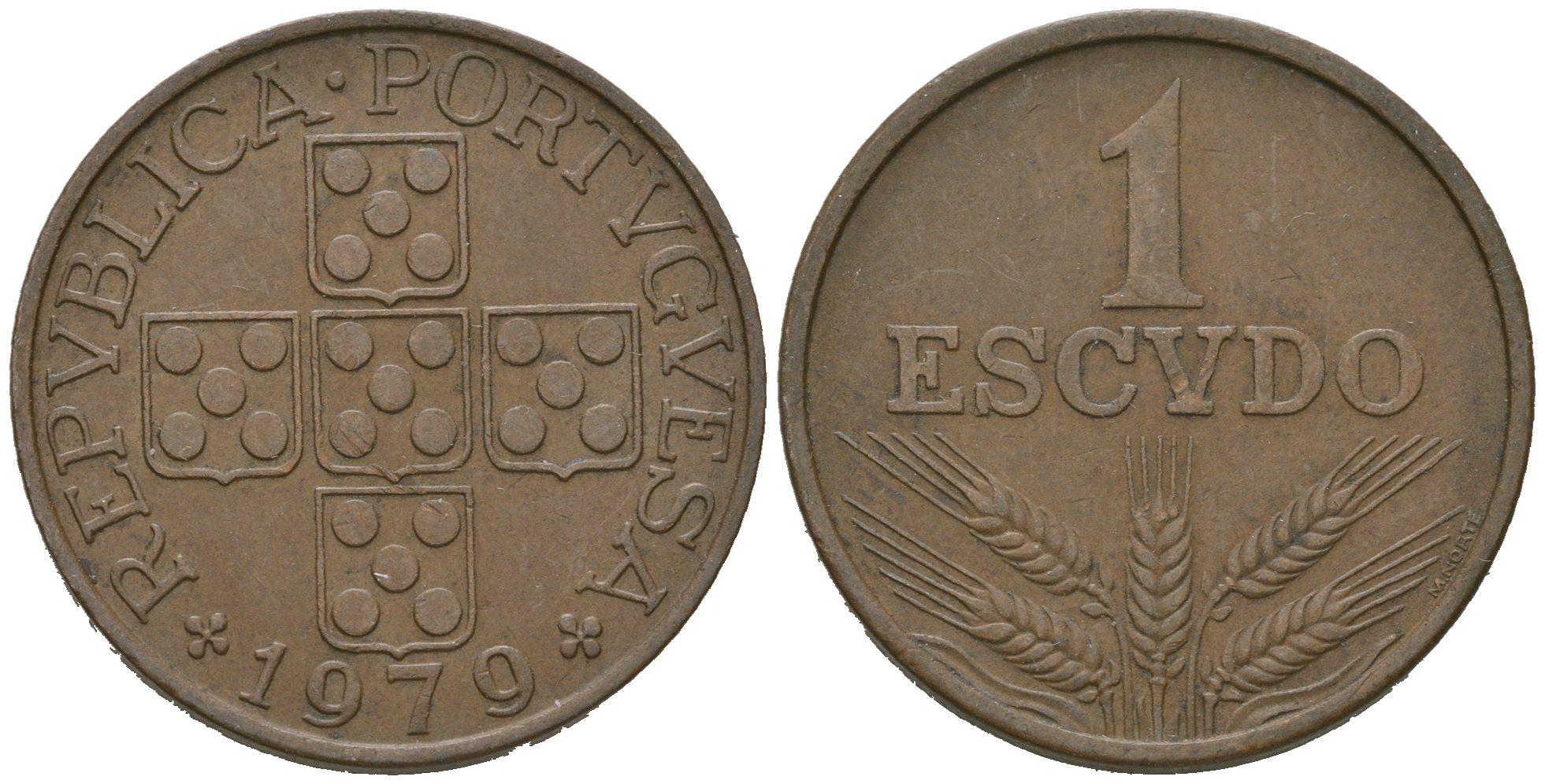 Португалия 1 эскудо 1979 KM 597 бронза 4635-1231