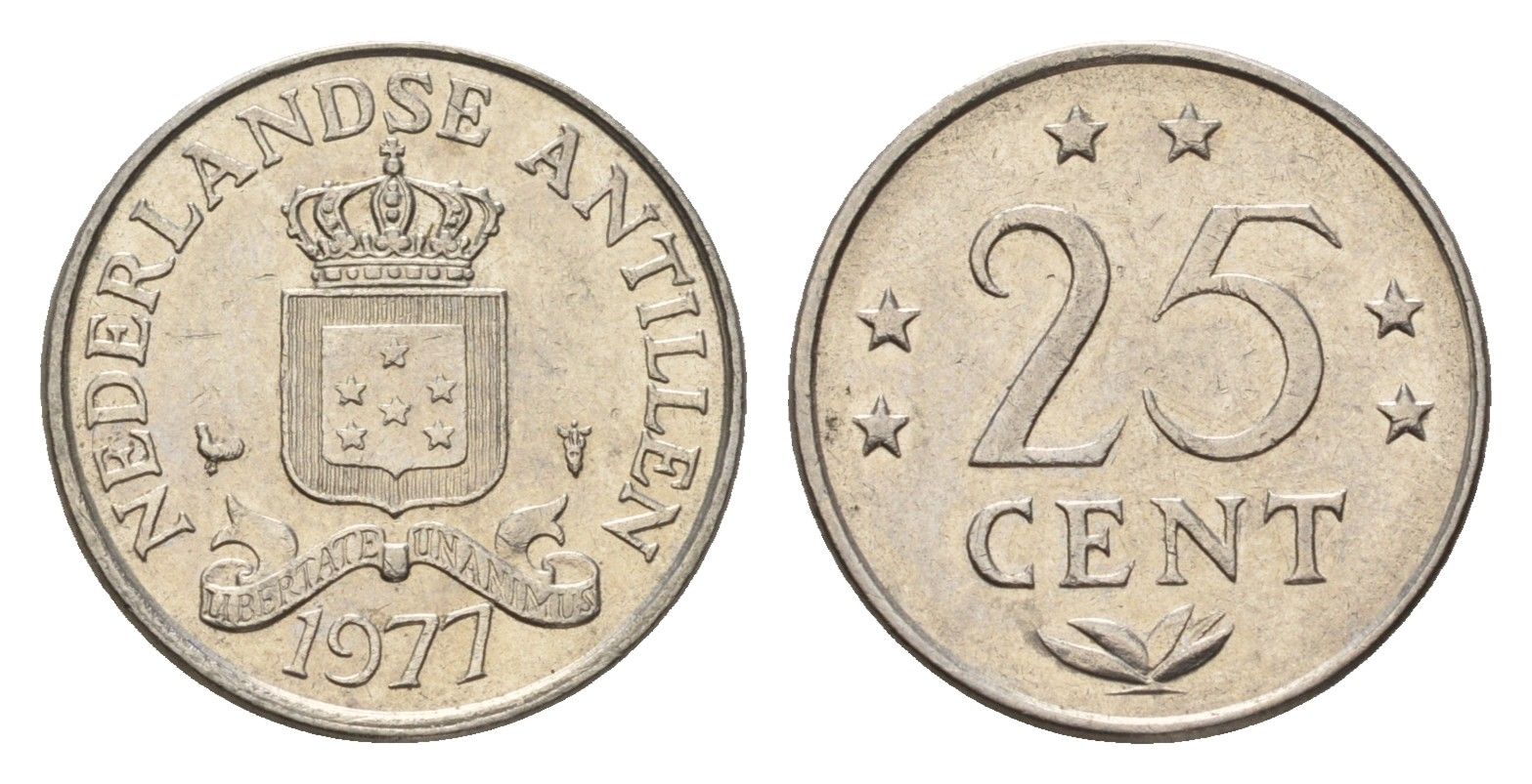 Нидерландские Антильские острова (Нидерландские Антилы) 25 центов 1977 KM 11 никель 4643-617