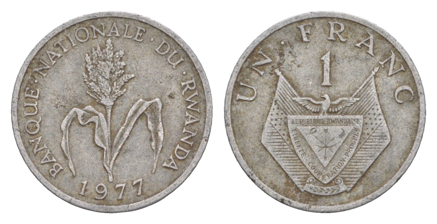 Руанда 1 франк 1977 KM 12 алюминий 4647-1169