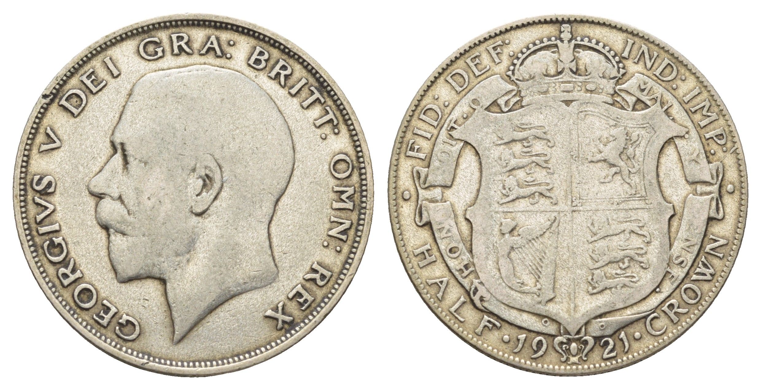 Великобритания 1/2 кроны 1921 Георг V (1910-1936) KM 818.1a, Spink 4021 серебро 4667-231