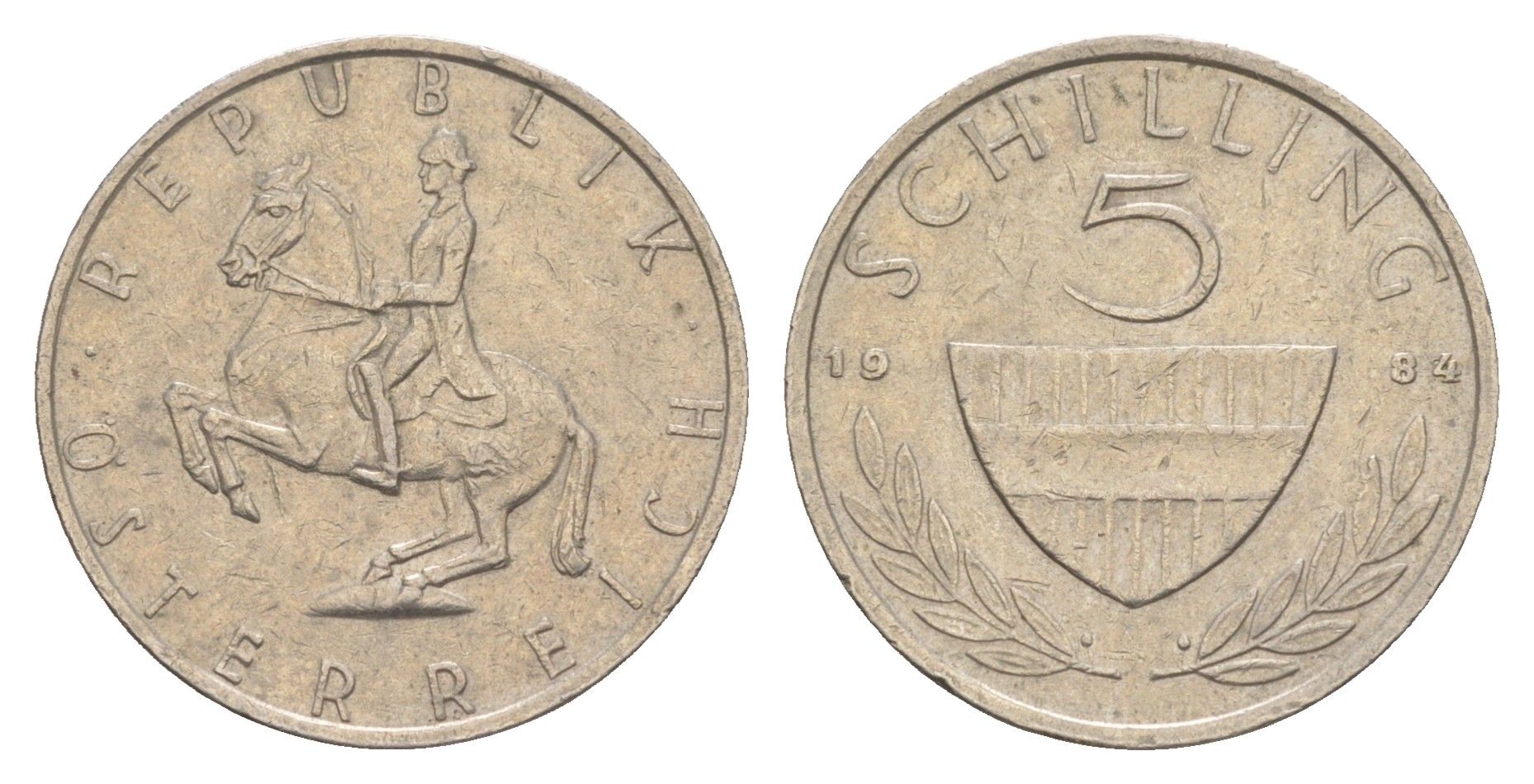 Австрия 5 шиллингов 1984 KM 2889a медно-никель 4551-527