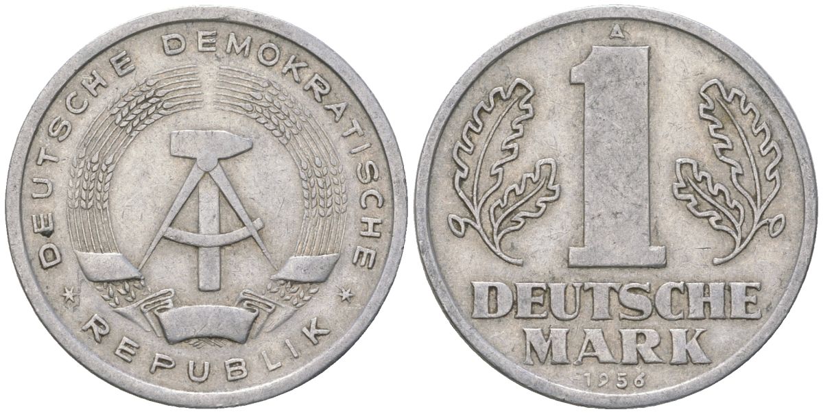 ГДР 1 марка 1956 A KM 13 алюминий 4575-345