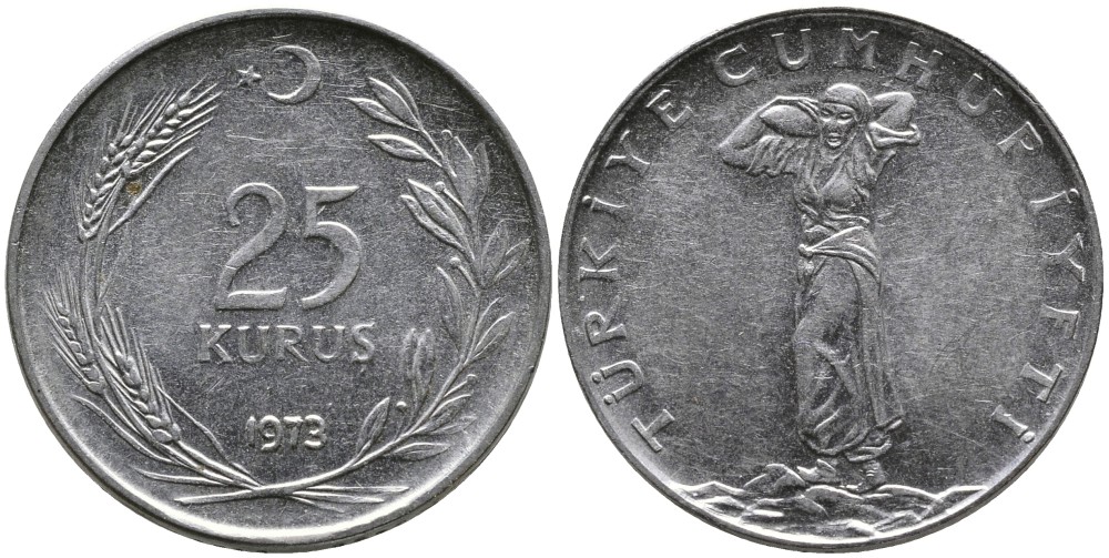 ТУРЦИЯ 25 КУРУШЕЙ 1973 KM 892.3 нержавеющая сталь 4541-643