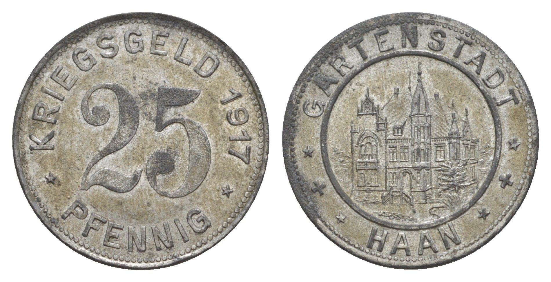 Хан 25 пфеннигов 1917 Funck 182.1, Men18 12517.1 цинк 4638-131