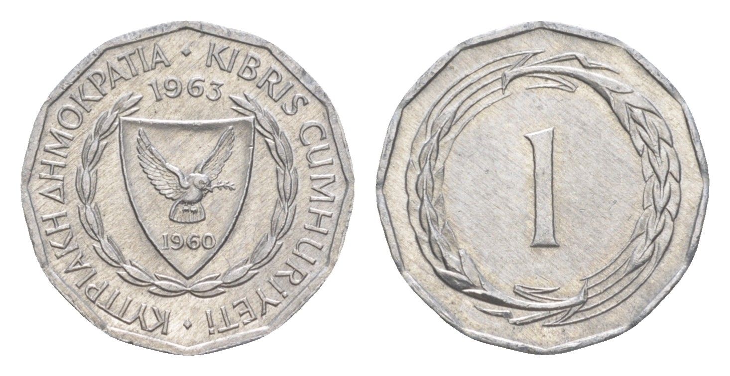 Кипр 1 миль 1963 KM 38 алюминий UNC 4649-1137