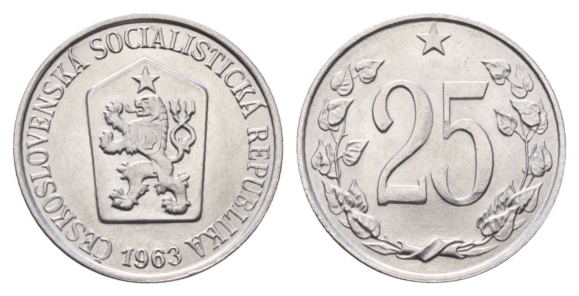 Чехословакия 25 геллеров 1963 KM 54 алюминий UNC 3336-1011