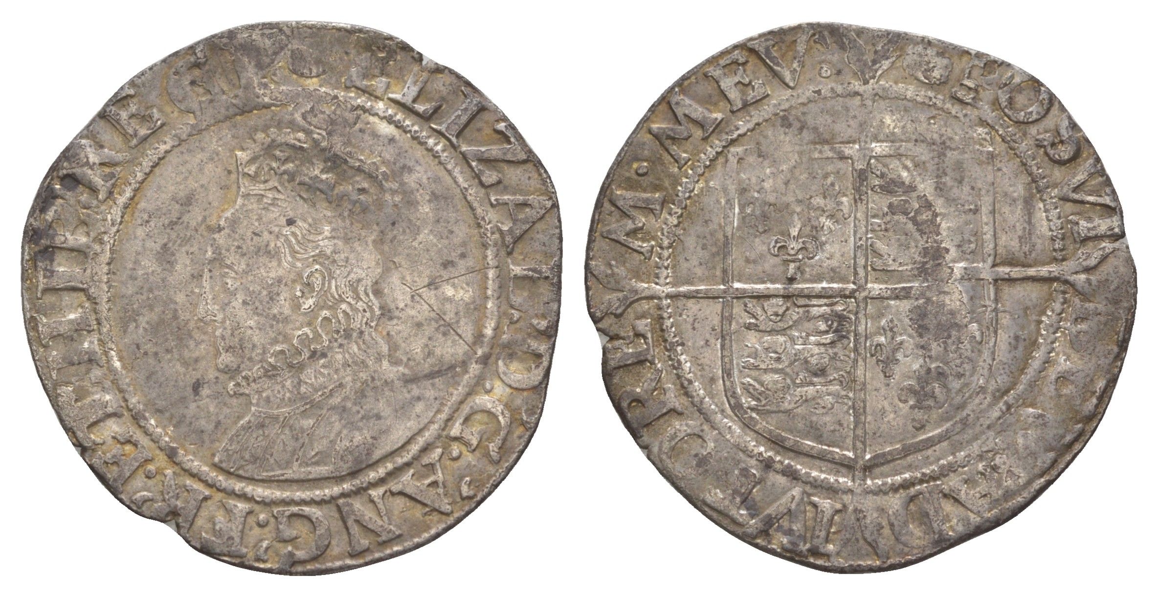 Англия 1 шиллинг 1582-1600 Елизавета I (1558-1603) Spink 2577 серебро 00-801-30