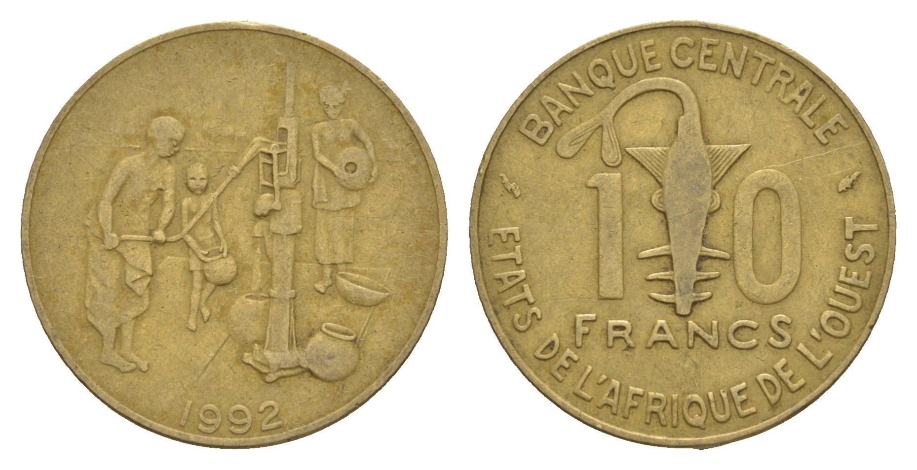 Западная Африка (BCEAO) 10 франков 1992 KM 10 медь алюминий никель 4656-844