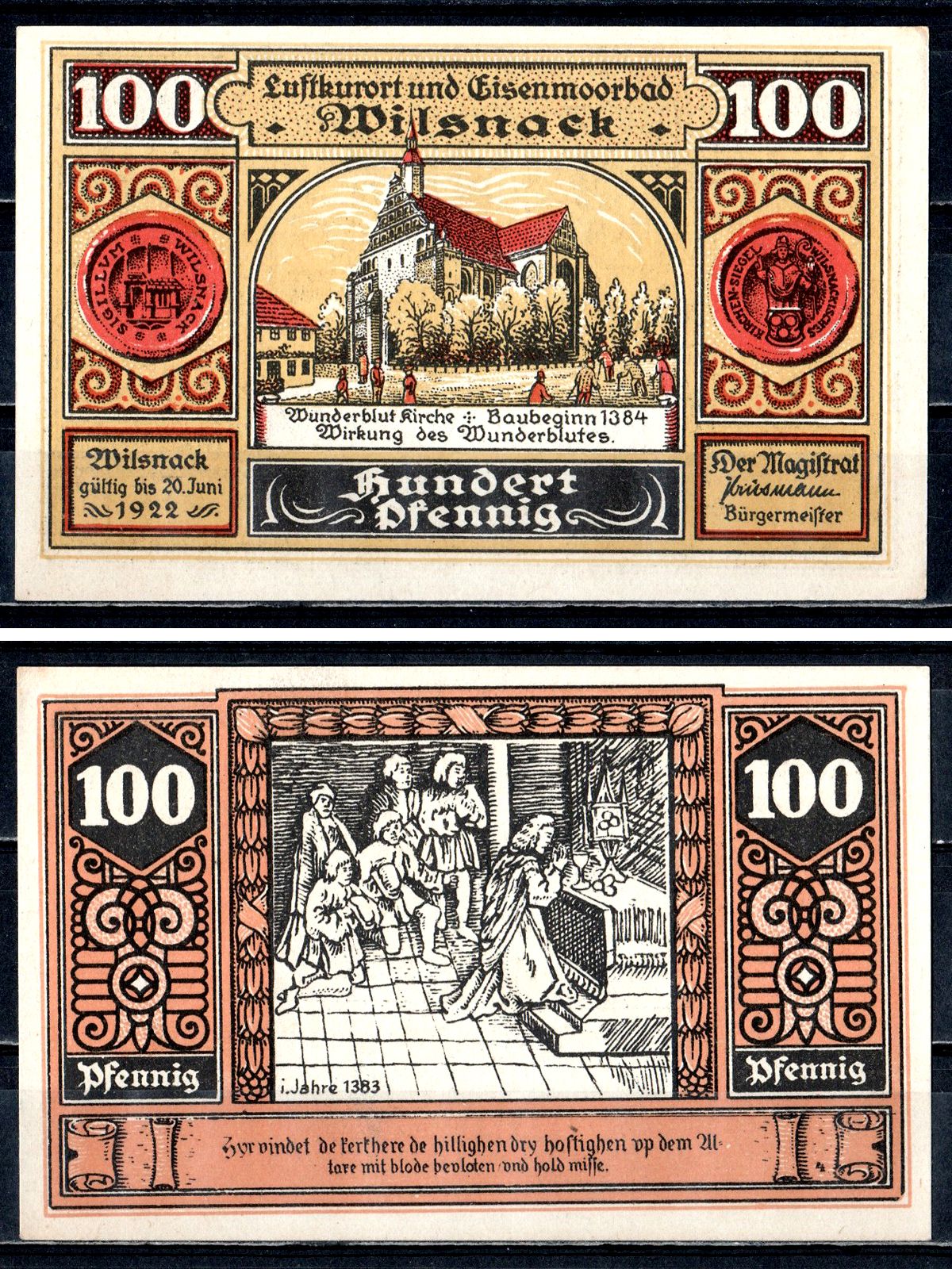 Вильснак (Пруссия, Бранденбург) 100 пфеннигов 1922 2193-48-3-1