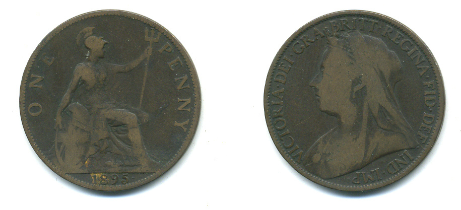 Великобритания 1 пенни 1895 Виктория (1837-1901) KM 790, Spink 3961 бронза 4383-536