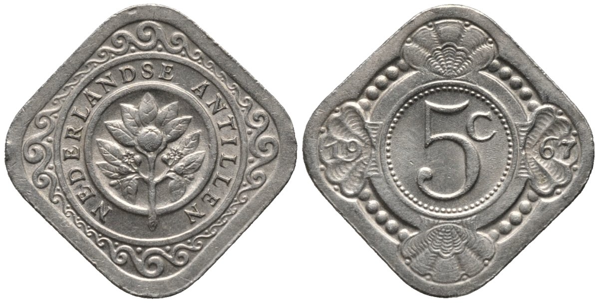 Нидерландские Антилы 5 центов 1967 Юлиана (1948-1980) KM 6 медно-никель 4576-1238